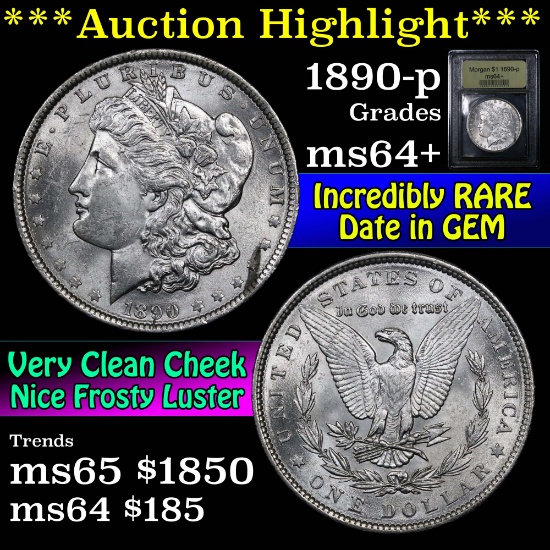 ***Auction Highlight*** 1890-p Morgan Dollar $1 Graded Choice+ Unc by USCG (fc)