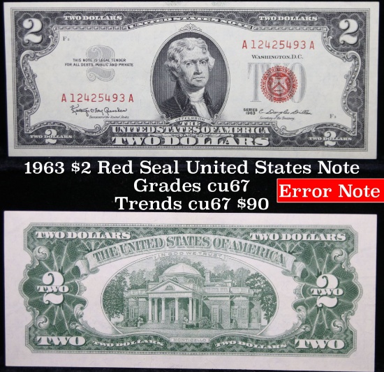 1963 $2 Red seal United States note Grades Gem++ CU