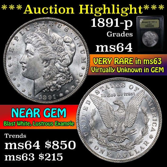 ***Auction Highlight*** 1891-p Morgan Dollar $1 Graded Choice Unc by USCG (fc)