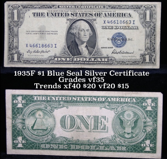 1935F $1 Blue Seal Silver Certificate Grades vf++