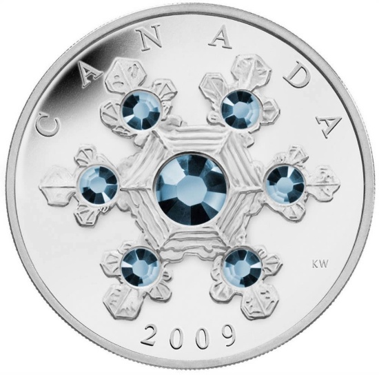 2009 Blue Crystal Snowflake $20 fine silver coin Royal Canadian Mint