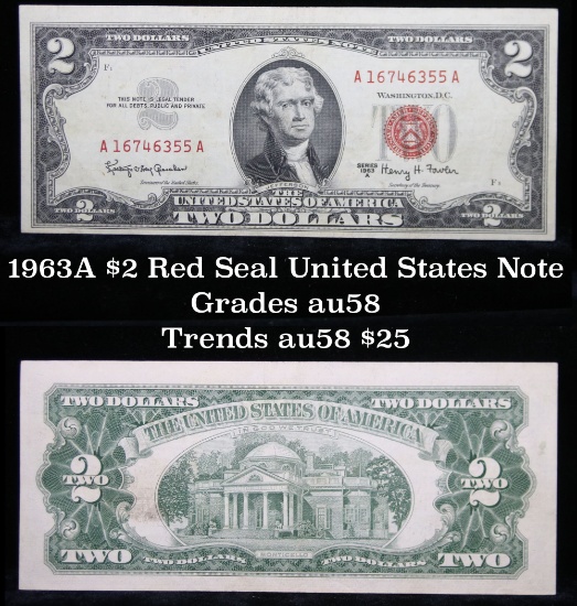 1963A $2 Red seal United States note Grades Choice AU/BU Slider