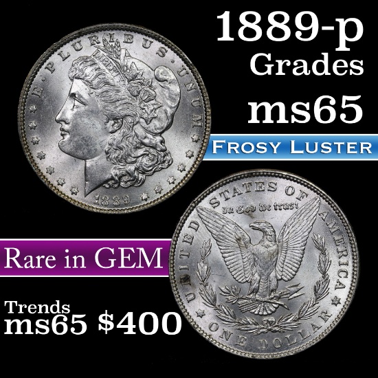 1889-p Morgan Dollar $1 Grades GEM Unc (fc)