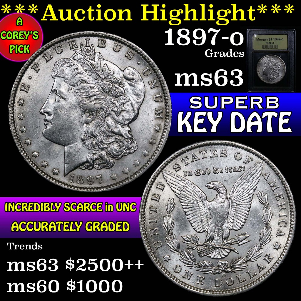 ***Auction Highlight*** 1897-o Morgan Dollar $1 Graded Select Unc by USCG (fc)