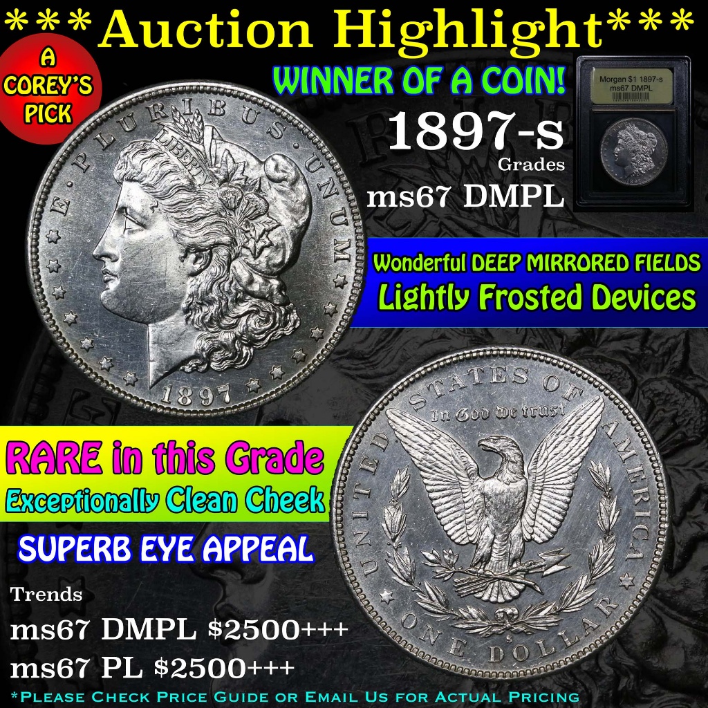 ***Auction Highlight*** 1897-s Morgan Dollar $1 Graded GEM++ DMPL by USCG (fc)