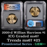 2009-d William Henry Harrison Presidential Dollar $1 Graded ms67 by ICG
