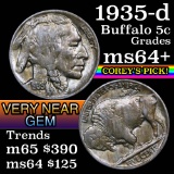 1935-d Buffalo Nickel 5c Grades Choice+ Unc