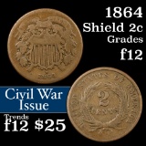 1864 Two Cent Piece 2c Grades f, fine