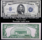 1934A $5 Blue Seal Silver Certificate Grades Select CU