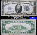 1934 $10 Blue Seal Silver Certificate Signatures Julian/Morgenthau Grades vf++