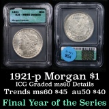 1921-p Morgan Dollar $1 Graded ms60 details by ICG