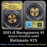 TOP POP ANACS 2011-d Wampanoag Treaty Sacagawea Dollar $1 Graded ms67 by ANACS