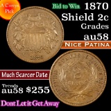 1870 Two Cent Piece 2c Grades Choice AU/BU Slider