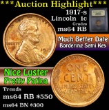 ***Auction Highlight*** 1917-s Lincoln Cent 1c Graded Choice Unc RB by USCG (fc)