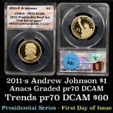 ANACS 2011-s Andrew Johnson Proof Presidential Dollar $1 Graded pr70 DCAM by ANACS