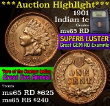 ***Auction Highlight*** 1901 Indian Cent 1c Graded GEM Unc RD by USCG (fc)