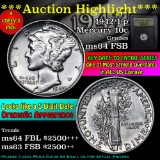 ***Auction Highlight*** 1942/1-p Mercury Dime 10c Graded Choice Unc FSB by USCG (fc)