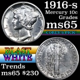 1916-s Mercury Dime 10c Grades GEM Unc