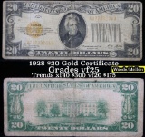 ***Auction Highlight*** 1928 $20 Gold Certificate, signatures Woods/Mellon Grades vf+ (fc)