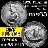 1920 Pilgrim Old Commem Half Dollar 50c Grades Select Unc