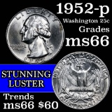 1952-p Washington Quarter 25c Grades GEM+ Unc