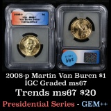 2008-p Van Buren Presidential Dollar $1 Graded ms67 by ICG
