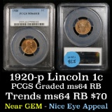 PCGS 1920-p Lincoln Cent 1c Graded ms64 RB by PCGS