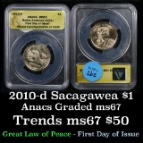 ANACS 2010-d Great Law of Peace Sacagawea Dollar $1 Graded ms67 by ANACS