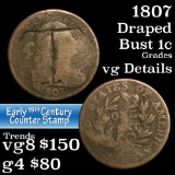 1807 Draped Bust Large Cent 1c Grades vg details