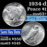 1934-d Peace Dollar $1 Grades Select+ Unc (fc)