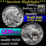 ***Auction Highlight*** 1926-p Buffalo Nickel 5c Graded GEM+ Unc by USCG (fc)