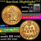 ***Auction Highlight*** 1891 Indian Cent 1c Graded GEM Unc RB by USCG (fc)