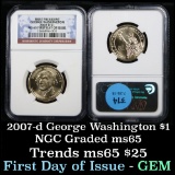 NGC 2007-d Washington Presidential Dollar $1 Graded ms65 by NGC