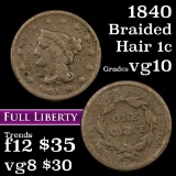1840 Braided Hair Large Cent 1c Grades vg+