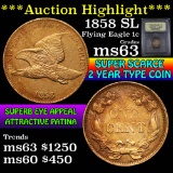 ***Auction Highlight*** 1858 SL Flying Eagle Cent 1c Graded Select Unc by USCG (fc)