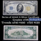 1934A $10 Silver Certificate North Africa, Signatures of Julian & Morgenthau Grades vf++