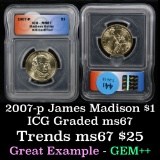 2007-p Madison Presidential Dollar $1 Graded ms67 by ICG