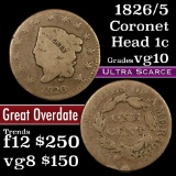 1826/5 Coronet Head Large Cent 1c Grades vg+