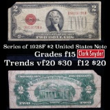 1928F $2 Red Seal United States Note Grades f+