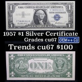 1957 $1 Blue Seal Silver Certificate Grades Gem++ CU