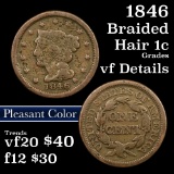 1846 Braided Hair Large Cent 1c Grades vf details