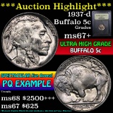 ***Auction Highlight*** 1937-d Buffalo Nickel 5c Graded Gem+++ Unc by USCG (fc)