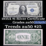 1935A $1 Blue Seal Silver Certificate Grades AU, Almost Unc