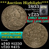 ***Auction Highlight*** 1803 Draped Bust Large Cent 1c Graded vf+ by USCG (fc)