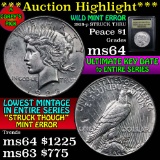 ***Auction Highlight*** Mint Error 1928-p Struck Thru Peace Dollar $1 Graded Choice Unc By USCG (fc)