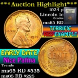 ***Auction Highlight*** 1924-p Lincoln Cent 1c Graded GEM Unc RD by USCG (fc)