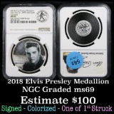NGC (2018) Elvis Presley Medallion One troy oz .999 Fine Silver Graded ms69 by NGC