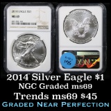 NGC 2014 Silver Eagle Dollar $1 Graded ms69 by NGC