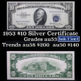 1953 $10 Blue Seal Silver Certificate Signatures Priest/Humphrey Grades Select AU