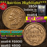 ***Auction Highlight*** 1859 Indian Cent 1c Graded Choice Unc by USCG (fc)